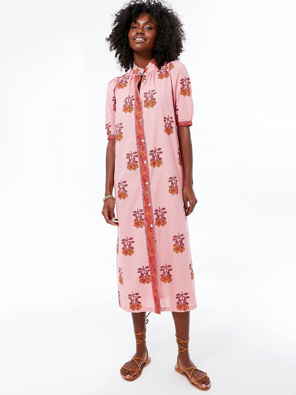 Alix Of Bohemia Pink and Orange Floral Long Sleeve Dress